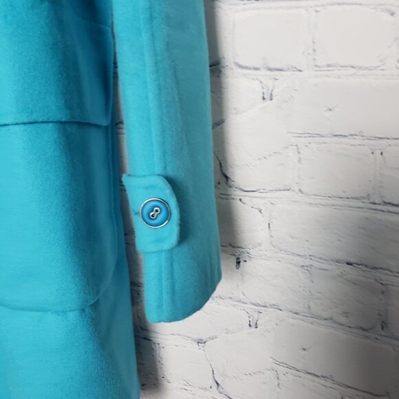 Averado Bessi Designer 100% Wool Coat Turquoise Blue NWT size 14 - Picture 2 of 14